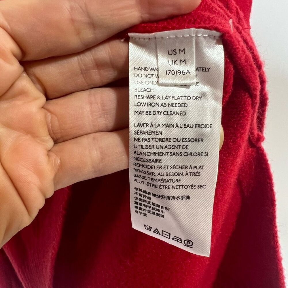 Anthropologie Red V-neck Sweater Button Detail Medium Tunic Length - Picture 16 of 16